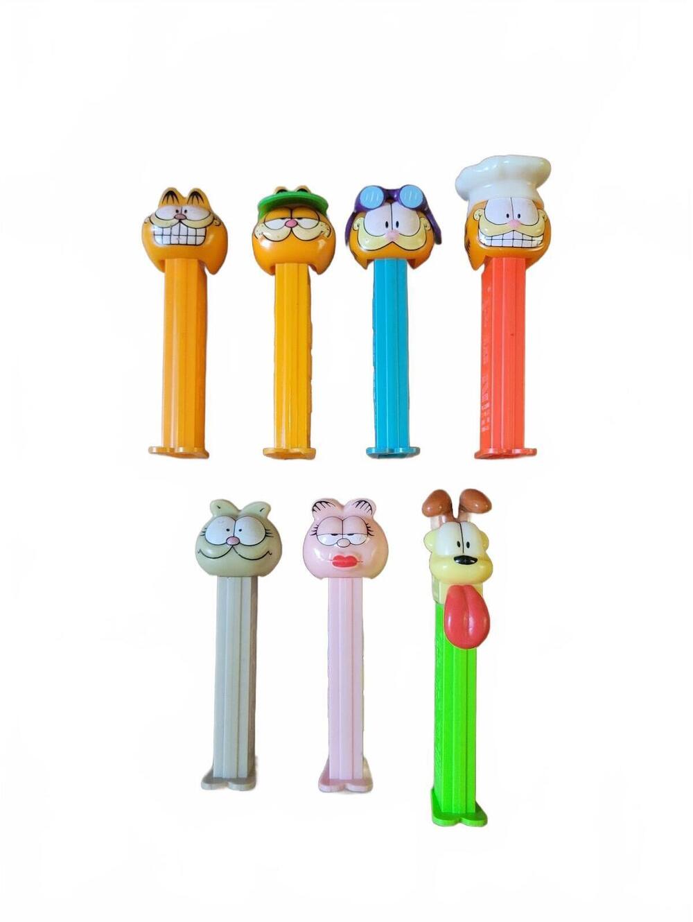 PEZ Garfield Character Dispensers Set of 7 Multi-Color Collectible Candy Dispens